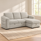 Light Grey Bouclé Sleeper Sectional Sofa Bed with Storage — IF-9086 lifestyle sofa, Right-Hand Facing