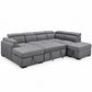 Grey Fabric Left-Facing Sleeper Sectional Sofa Bed with Storage Ottoman & Adjustable Headrests — IF-9090 IFDC feature or fabric detail