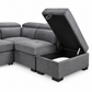 Grey Fabric Left-Facing Sleeper Sectional Sofa Bed with Storage Ottoman & Adjustable Headrests — IF-9090 IFDC feature or fabric detail