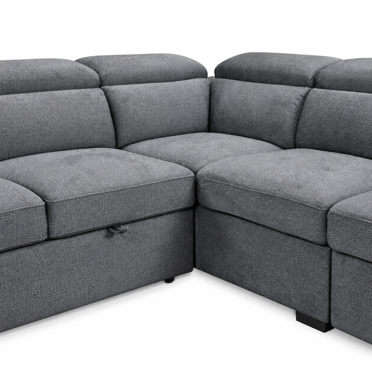 Grey Fabric Left-Facing Sleeper Sectional Sofa Bed with Storage Ottoman & Adjustable Headrests — IF-9090 IFDC feature or fabric detail