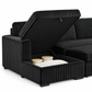 Black Corduroy Left-Facing Sleeper Sectional Sofa Bed with Storage & USB — IF-9095 IFDC feature or fabric detail