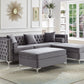Grey Tufted Velvet Reversible Sectional Sofa