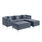 Grey Tufted Velvet Reversible Sectional Sofa