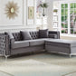 Grey Tufted Velvet Reversible Sectional Sofa