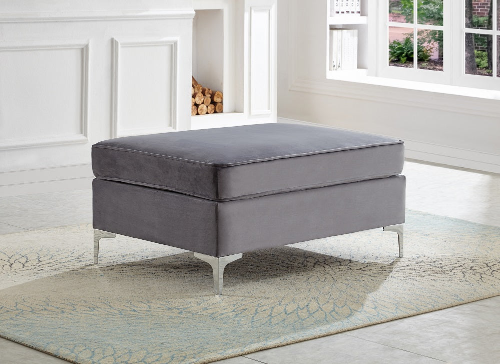 Grey Tufted Velvet Reversible Sectional Sofa