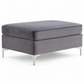 Grey Tufted Velvet Ottoman — IF-9281 Grey, closed product on clean white background