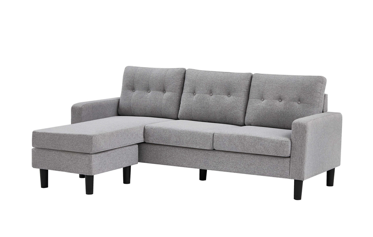 Grey Woven Fabric Reversible Sectional Sofa with Button Tufting – product image 3