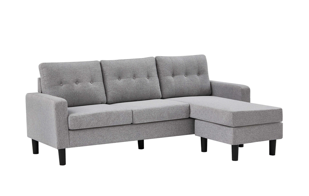 Grey Woven Fabric Reversible Sectional Sofa with Button Tufting – product image 4