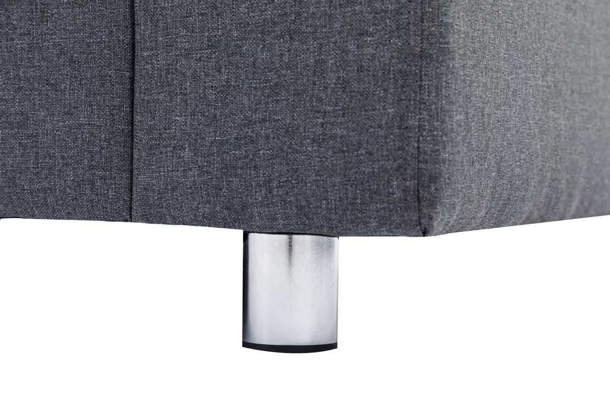 Grey Fabric Reversible Sectional Sofa with Chrome Legs