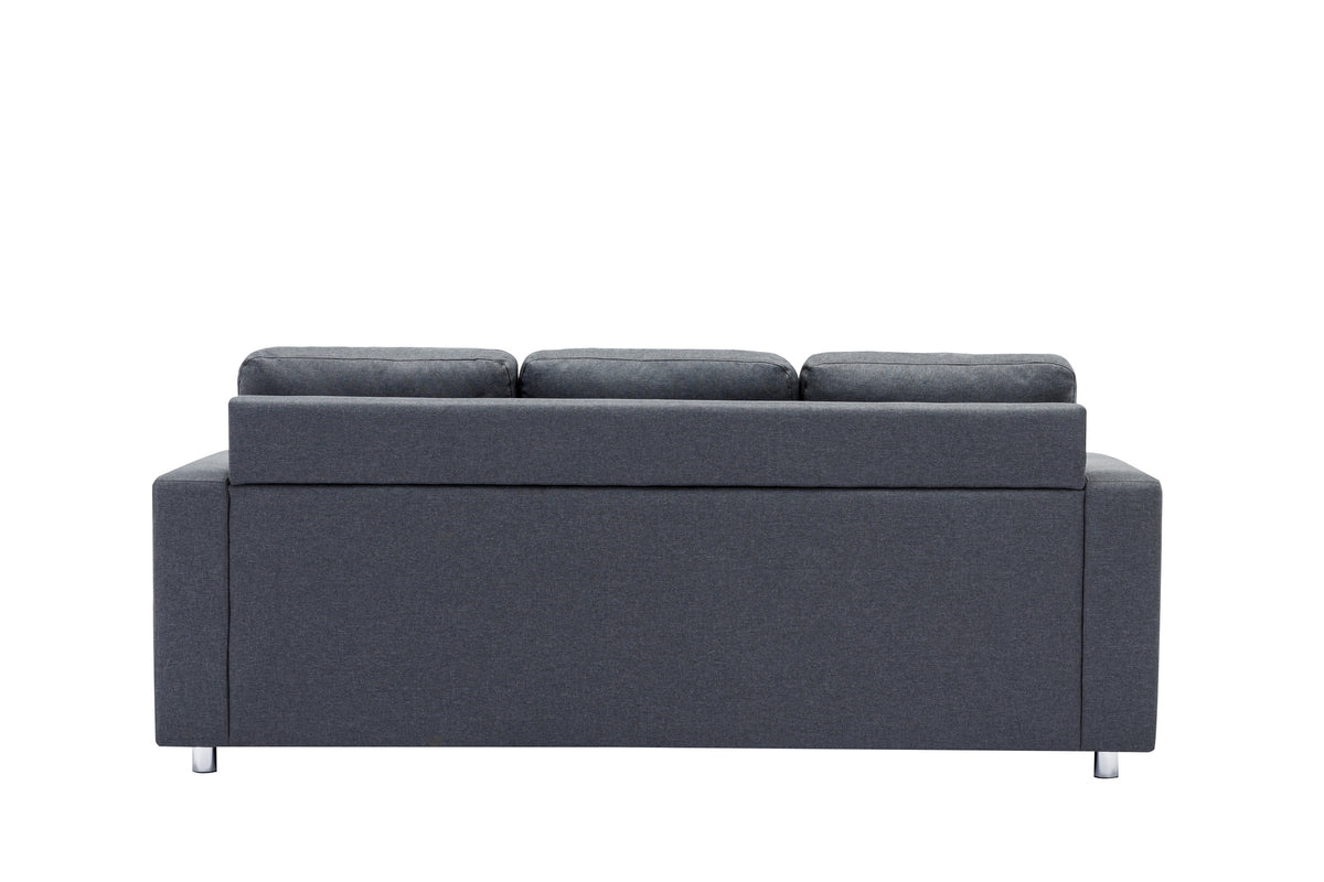 Grey Fabric Reversible Sectional Sofa with Chrome Legs