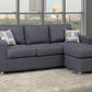 Grey Fabric Reversible Sectional Sofa with Chrome Legs
