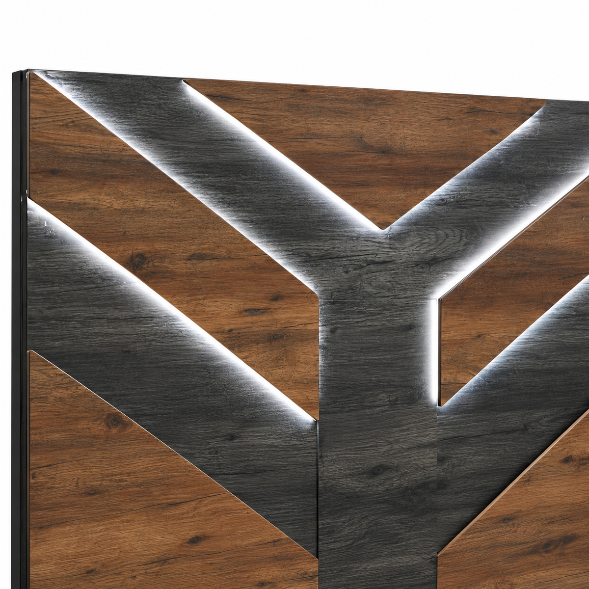 Optimus Collection Two-Tone Walnut LED Bed Frame — supplier bed detail 2