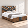Optimus Collection Two-Tone Walnut LED Bed Frame — lifestyle view, bed only