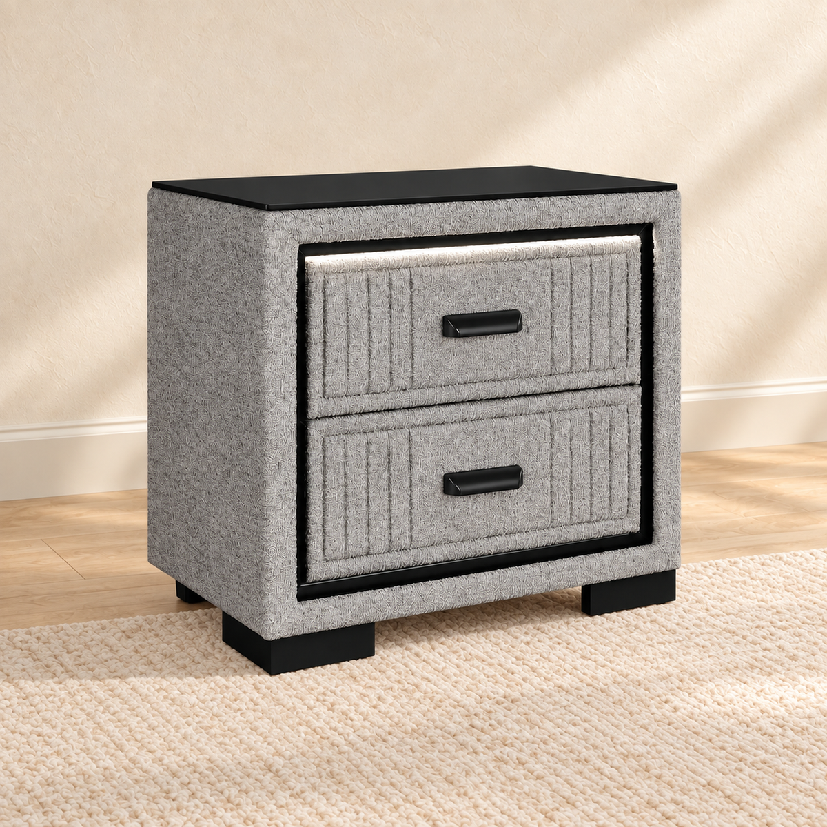 Isabella Grey LED 2-Drawer Nightstand