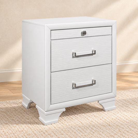 Jordyn White Collection 3-Drawer Nightstand