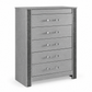 Logan Collection Silver Glam 5-Drawer Chest with Hidden Jewelry Drawer