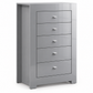 New York Collection Dove Grey High-Gloss 5-Drawer Jewelry Storage Chest