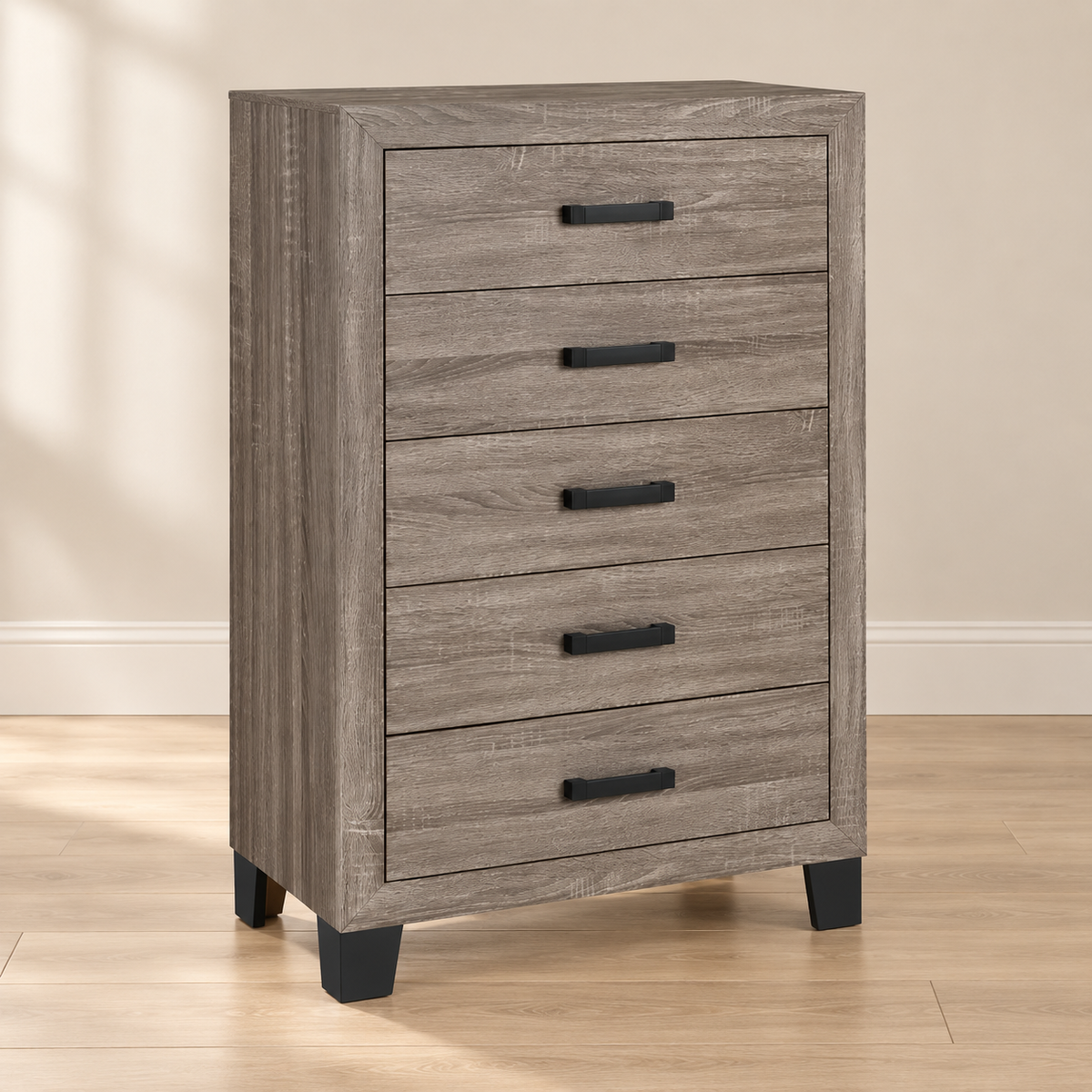Olivia Collection Taupe Transitional 5-Drawer Bedroom Chest