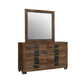 Optimus Collection Two-Tone Walnut LED Bedroom Set with Chevron Headboard