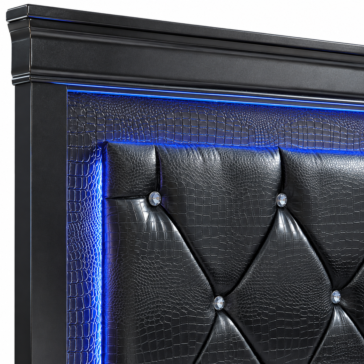 Pompei Metallic Crocodile PU LED Bed Frame - White or Grey — supplier bed detail 2