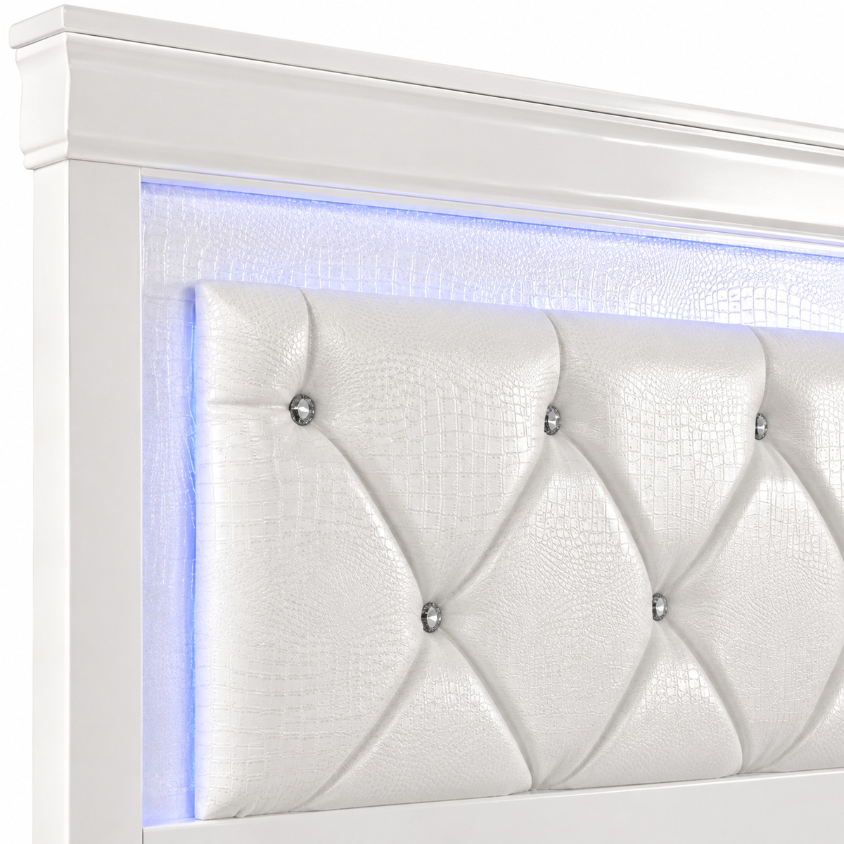 Pompei Metallic Crocodile PU LED Bed Frame - White or Grey — supplier bed detail 8