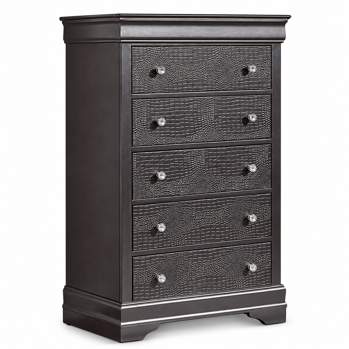 Pompei Metallic Crocodile PU LED Bedroom Set – White or Grey