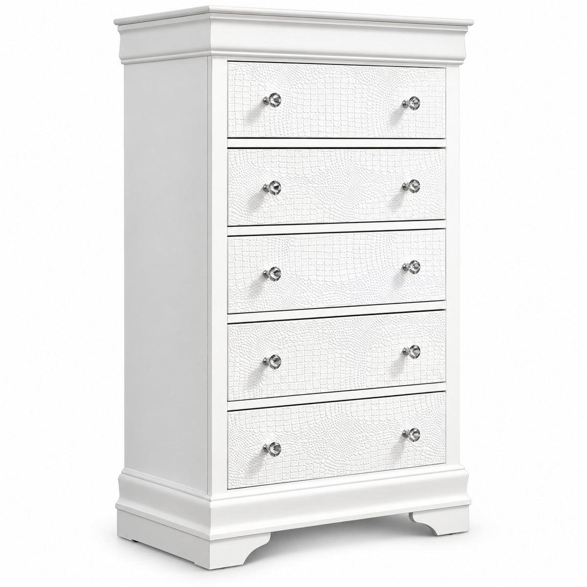 Pompei Metallic Crocodile PU LED Bedroom Set – White or Grey