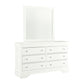 Pompei White dresser and mirror on a clean white background
