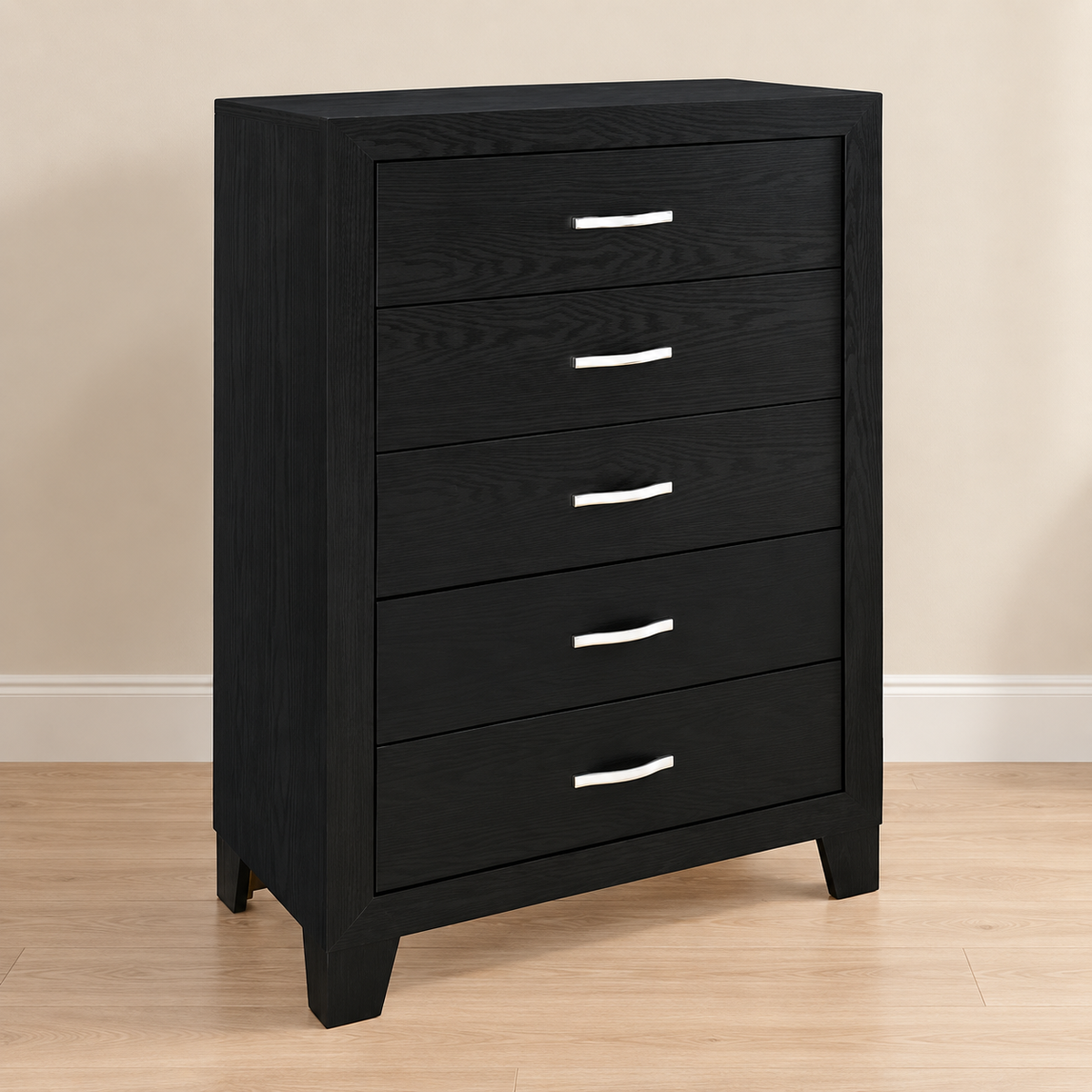 Reid Collection Black Modern 5-Drawer Bedroom Chest