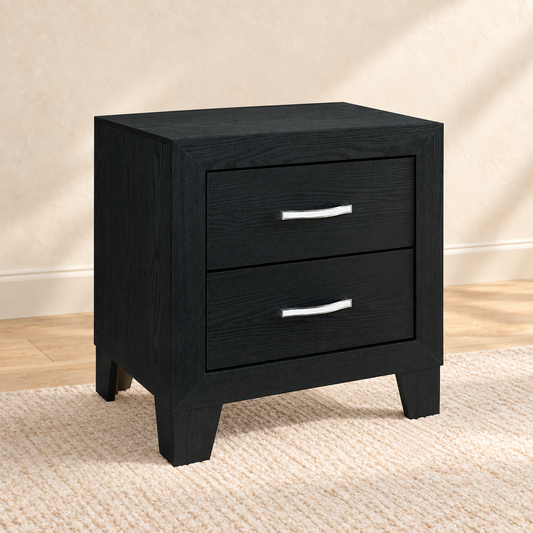 Reid Collection Black Modern 2-Drawer Nightstand