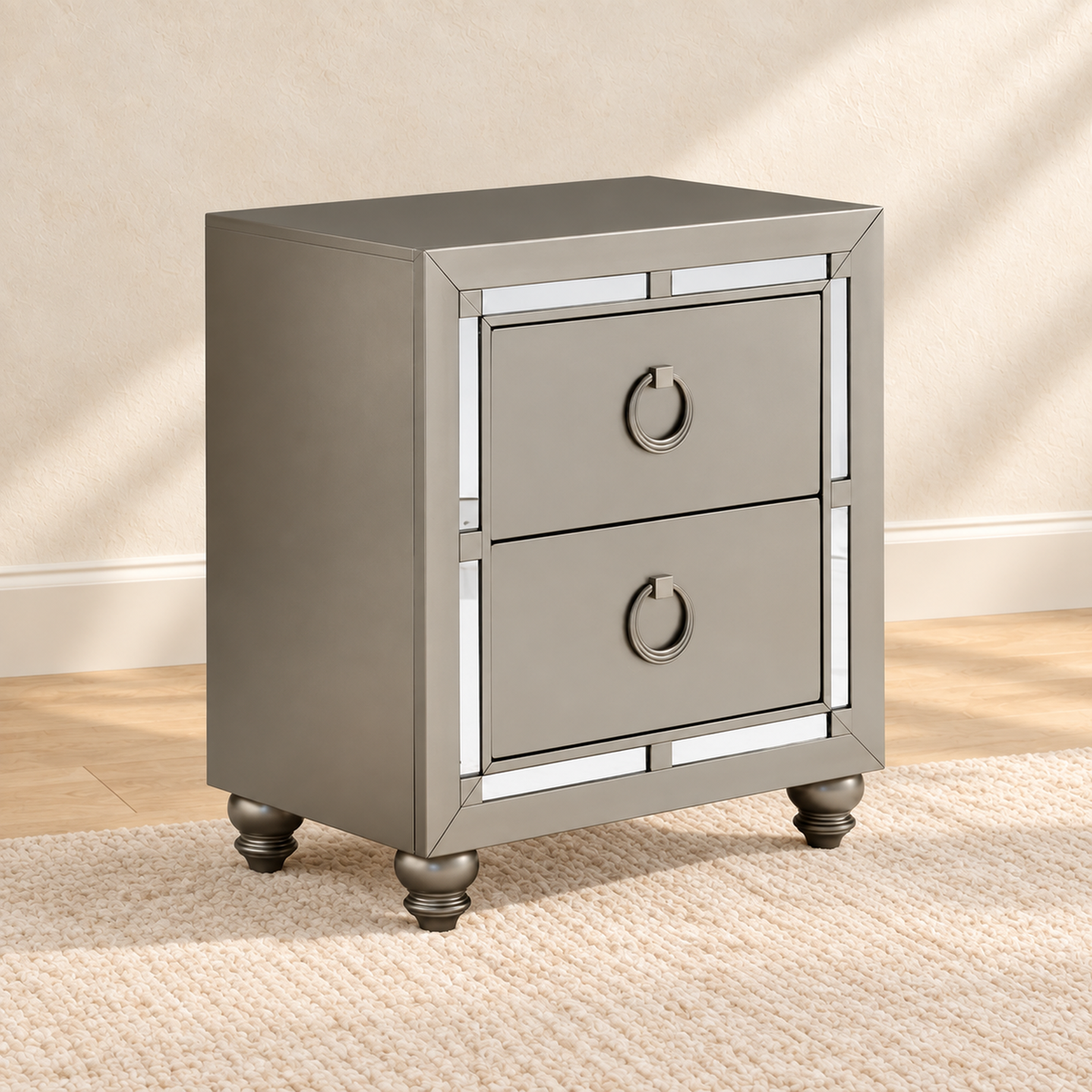Riley 'Luna' Collection Silver 2-Drawer Nightstand
