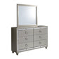 Riley Silver dresser and mirror on a clean white background