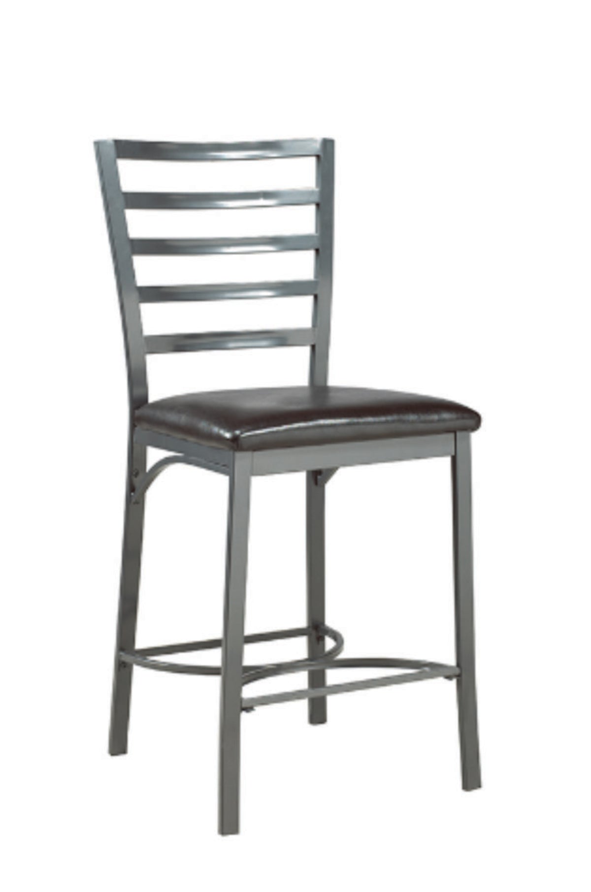 Black Faux-Leather Counter Height Stools with Gunmetal Grey Frames - Set of 2 - Default Title