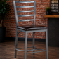 Chair with black polyurethane leather seat and metal ladder back