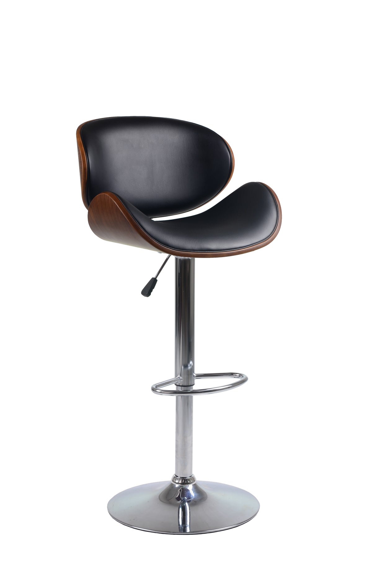 Modern Adjustable Swivel Bar Stools with Bentwood Backs - Set of 2 - Black