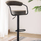 Curved Adjustable Swivel Bar Stools with Black Bases - Set of 2 - Grey