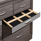 Seville Harper weathered grey dresser — pull-out jewelry drawer with black lining and six organizer compartments