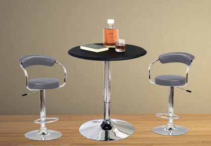 Modern 3-Piece Adjustable Pub Set with Swivel Stools - Grey Stools
