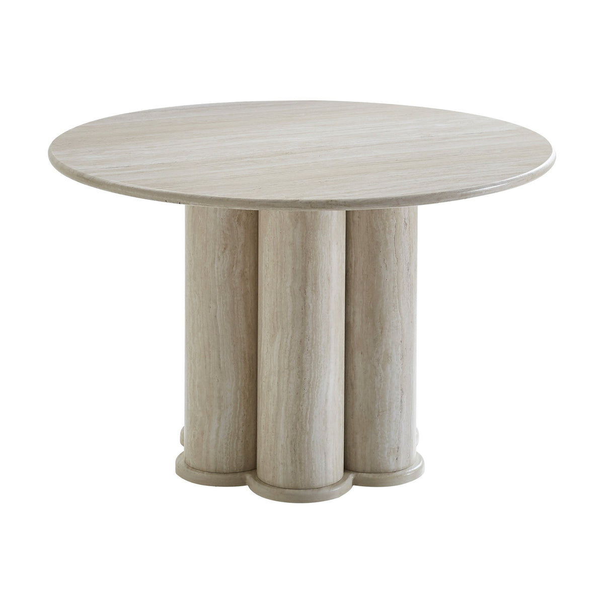 Modern Round Travertine-Look Dining Table – dining table