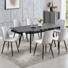 Modern 7-Piece Extendable Black Sintered Stone Dining Set – Light or Dark Grey Velvet Chairs – complete dining set
