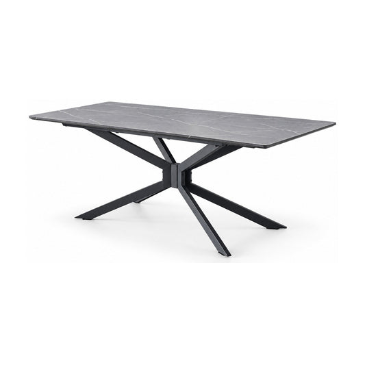 Modern Extendable Grey Marble-Look Dining Table – dining table