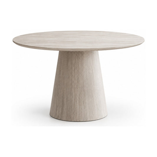 Modern Round Travertine-Look Dining Table – dining table