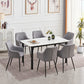 Modern White Marble-Look Sintered Stone Dining Table with 6 Chairs – Multiple Chair Options – complete dining set
