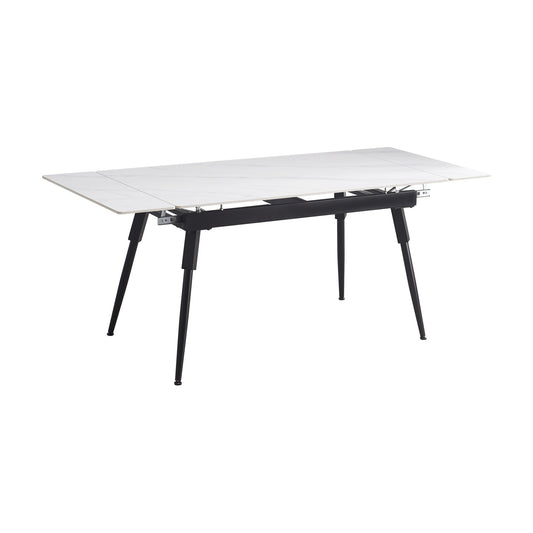 Modern Extendable White Marble-Look Sintered Stone Dining Table – dining table