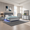 Amelia Collection Silver & Black LED Bedroom Set with Upholstered Headboard