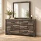 Athens Driftwood Brown dresser and mirror in a bedroom lifestyle setting