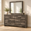 Athens Driftwood Brown dresser and mirror in a bedroom lifestyle setting