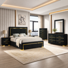 Aurora Black Velvet & Gold Complete Bedroom Set
