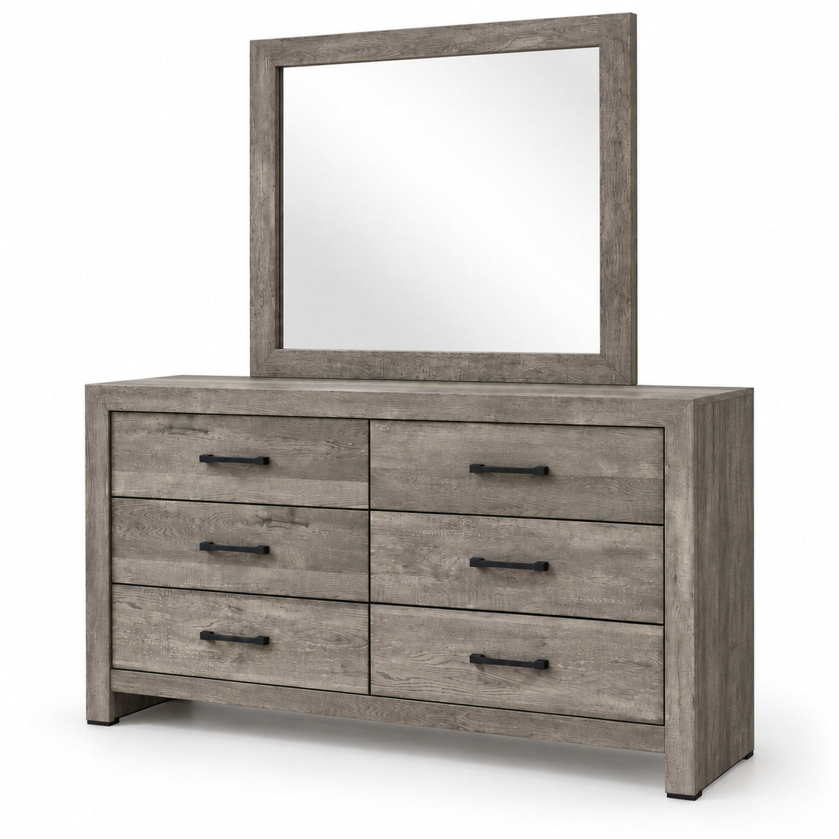 Charlotte Black dresser and mirror on a clean white background