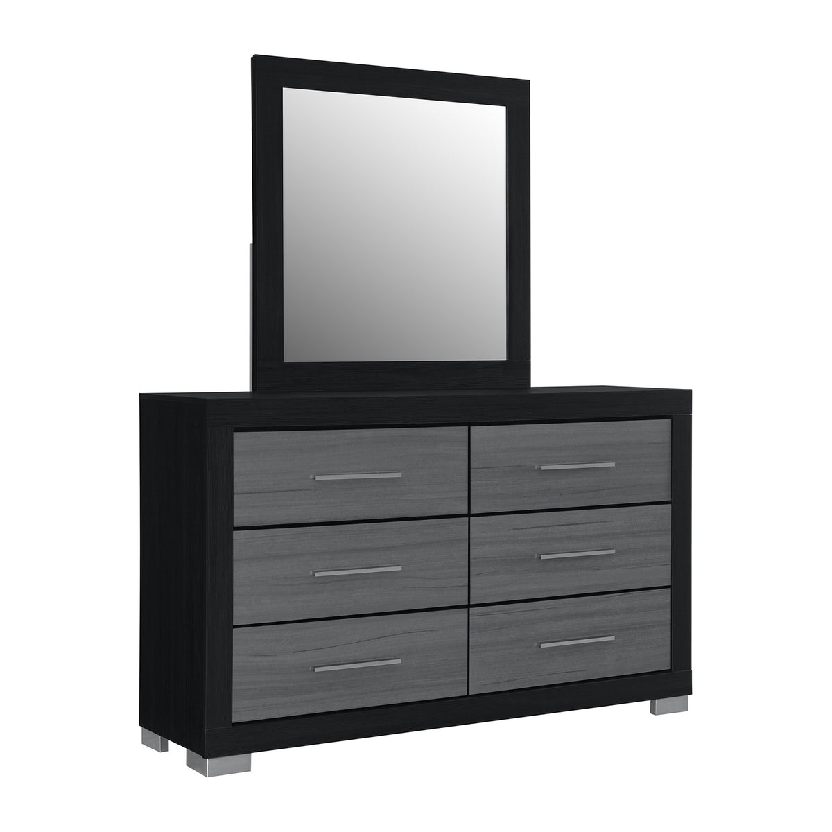 Emma Black & Grey dresser and mirror on a clean white background